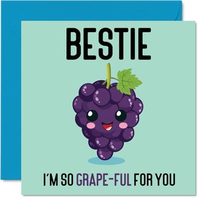 Stuff4 Födelsedagskort till Bestie – Grape-Ful – roligt grattis på födelsedagskort för bästa vän från vänner, bästa vän, födelsedagspresenter, 145 mm x 145 mm skämt gratulationskort för kvinnor män Stuff4 Födelsedagskort till Bestie – Grape-Ful – roligt grattis på födelsedagskort för bästa vän från vänner, bästa vän, födelsedagspresenter, 145 mm x 145 mm skämt gratulationskort för kvinnor män