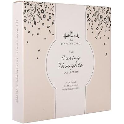 Hallmark sympatikort, paket med 20, vårdande tankar, enkla mönster, blommor, grön, kräm Hallmark sympatikort, paket med 20, vårdande tankar, enkla mönster, blommor, grön, kräm