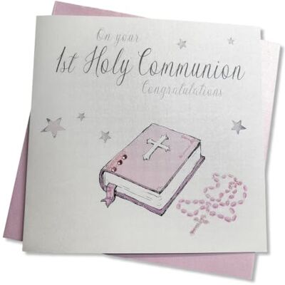 White Cotton Cards Vita bomullskort rosa bibel, på din första gratulation handgjorda flickor helnattvardskort, N88 White Cotton Cards Vita bomullskort rosa bibel, på din första gratulation handgjorda flickor helnattvardskort, N88