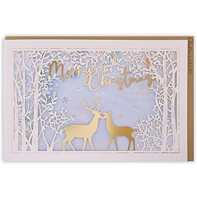 Clintons : Lasercut rådjur i träd allmänt julkort Clintons : Lasercut rådjur i träd allmänt julkort