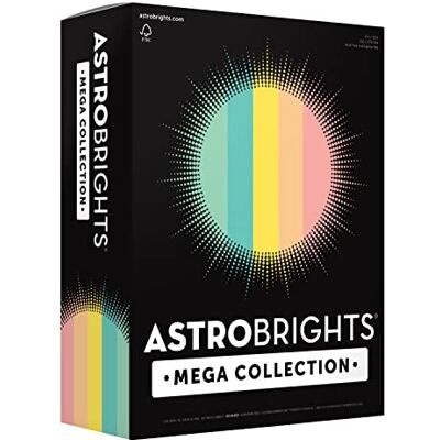 Astrobrights Mega-kollektion, färgade kort, stansad pastell 5-färgs sortiment, 320 ark, 29,5 kg./176 GSM, 8,5 tum x 11 tum fler ark! (91780) Astrobrights Mega-kollektion, färgade kort, stansad pastell 5-färgs sortiment, 320 ark, 29,5 kg./176 GSM, 8,5 tum x 11 tum fler ark! (91780)
