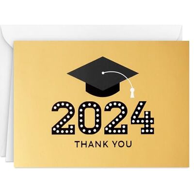 Hallmark 2024 examenstackkort (40 tacksedlar med kuvert) guld examenskeps Hallmark 2024 examenstackkort (40 tacksedlar med kuvert) guld examenskeps