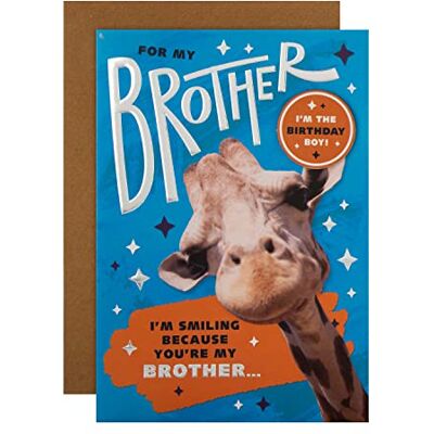 Hallmark födelsedagskort till bror - Rolig giraff med klistermärke Hallmark födelsedagskort till bror - Rolig giraff med klistermärke