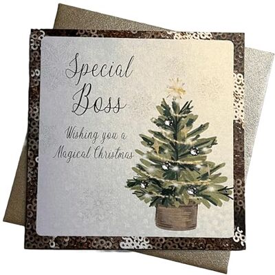 White Cotton Cards Vita bomullskort C3-SPB "Special Boss" handgjorda julkort White Cotton Cards Vita bomullskort C3-SPB "Special Boss" handgjorda julkort
