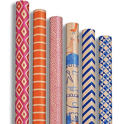 Clairefontaine 223699AMZC Un Carton De 12 Rouleaux De Papier Cadeau Papier Kraft Vergé 60g Dimensions : 2x0,70m Motif : Kraft, Géométrique, Bleu, Orange, Rose Emballage Cadeau Clairefontaine 223699AMZC Un Carton De 12 Rouleaux De Papier Cadeau Papier Kraft Vergé 60g Dimensions : 2x0,70m Motif : Kraft, Géométrique, Bleu, Orange, Rose Emballage Cadeau