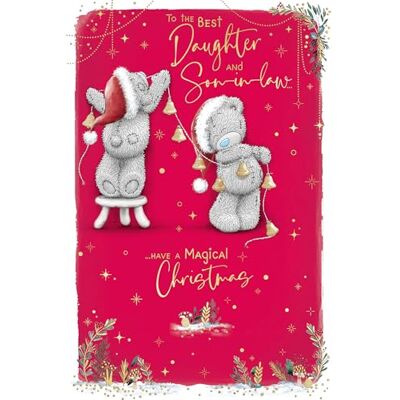 Me To You Tatty Teddy Daughter and Son-in-Law lyxigt julkort, tatuerade nallebjörnar med klockgirlang 15 x 20 cm – officiell samling Me To You Tatty Teddy Daughter and Son-in-Law lyxigt julkort, tatuerade nallebjörnar med klockgirlang 15 x 20 cm – officiell samling