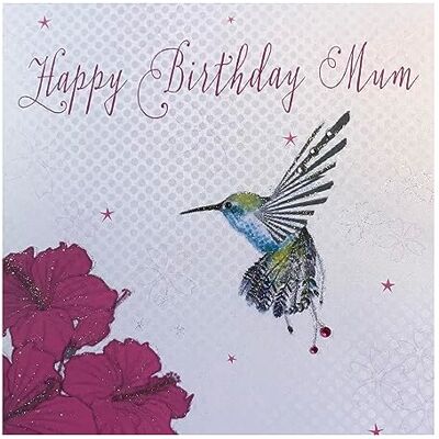 WHITE COTTON CARDS vita bomullskort handgjorda grattis på mamma födelsedagskort kolibri, vit, WB189 WHITE COTTON CARDS vita bomullskort handgjorda grattis på mamma födelsedagskort kolibri, vit, WB189