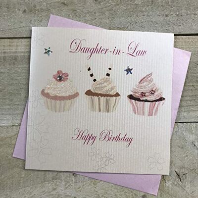 WHITE COTTON CARDS Vita bomullskort cupcakes dotter-in-Law grattis på handgjorda födelsedagskort, vit, PD169 WHITE COTTON CARDS Vita bomullskort cupcakes dotter-in-Law grattis på handgjorda födelsedagskort, vit, PD169