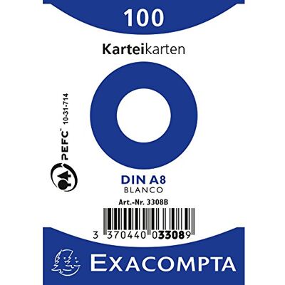 Exacompta 3308B indexkort (48 förpackningar med 100, 250 g, förpackade i folie, DIN A8, 5,2 x 7,4 cm, blank, perfekt för skolan) 48-pack vit Exacompta 3308B indexkort (48 förpackningar med 100, 250 g, förpackade i folie, DIN A8, 5,2 x 7,4 cm, blank, perfekt för skolan) 48-pack vit
