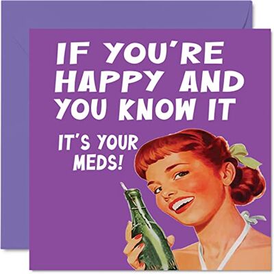 Stuff4 Roliga födelsedagskort för män kvinnor – Happy Meds – oförskämda födelsedagskort för mamma pappa bror syster son dotter mormor farfar, 145 mm x 145 mm gratulationskort, skämthumor 30:e 40:e 50:e födelsedagskort Stuff4 Roliga födelsedagskort för män kvinnor – Happy Meds – oförskämda födelsedagskort för mamma pappa bror syster son dotter mormor farfar, 145 mm x 145 mm gratulationskort, skämthumor 30:e 40:e 50:e födelsedagskort