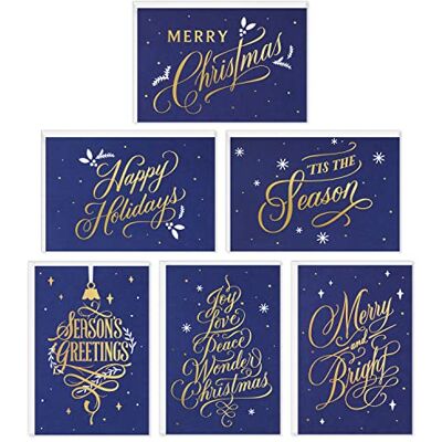 Hallmark Blå och Guld Julkort - 72 Stycken Hallmark Blå och Guld Julkort - 72 Stycken