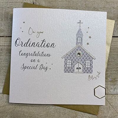 White Cotton Cards ORDINATIONskort, SILVER CHURCH (D179 & XD179) White Cotton Cards ORDINATIONskort, SILVER CHURCH (D179 & XD179)