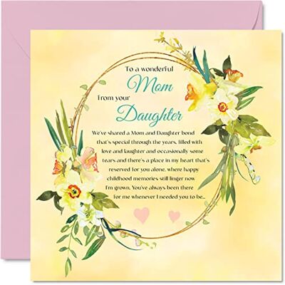 Stuff4 Traditionellt födelsedagskort för mamma från dotter, vacker klassisk blommig bukett födelsedagskort present till mamma, 145 mm x 145 mm säsongsmässig mors dag mamma mamma mamma blomma gåvor Stuff4 Traditionellt födelsedagskort för mamma från dotter, vacker klassisk blommig bukett födelsedagskort present till mamma, 145 mm x 145 mm säsongsmässig mors dag mamma mamma mamma blomma gåvor