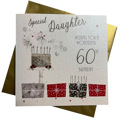 WHITE COTTON CARDS vita bomullskort 60 Wishing you a Wonderful Special Daughter handgjorda 60-födelsedagskort, vit, bdp60-D WHITE COTTON CARDS vita bomullskort 60 Wishing you a Wonderful Special Daughter handgjorda 60-födelsedagskort, vit, bdp60-D
