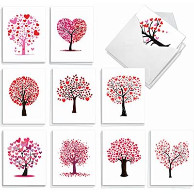 The Best Card Company Kärleksträd – 20 blandade lådor alla hjärtans dag anteckningskort med kuvert (10 x 13 cm) – hjärtformade blad AM3185VDG-B2 x 10 The Best Card Company Kärleksträd – 20 blandade lådor alla hjärtans dag anteckningskort med kuvert (10 x 13 cm) – hjärtformade blad AM3185VDG-B2 x 10