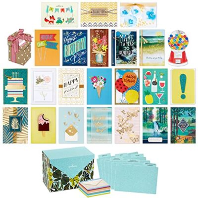 Hallmark paket med 24 handgjorda blandade gratulationskort i låda, modernt grönska – födelsedag, baby shower, bröllop, sympati, tänker på dig, tackkort Hallmark paket med 24 handgjorda blandade gratulationskort i låda, modernt grönska – födelsedag, baby shower, bröllop, sympati, tänker på dig, tackkort