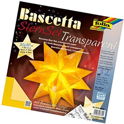 folia 814/3030 – Hantverksset Bascetta stjärna, transparent gul, 30 x 30 cm, 32 ark, färdig storlek på pappersstjärna ca 40 cm, med detaljerade instruktioner – perfekt för tidlös dekoration folia 814/3030 – Hantverksset Bascetta stjärna, transparent gul, 30 x 30 cm, 32 ark, färdig storlek på pappersstjärna ca 40 cm, med detaljerade instruktioner – perfekt för tidlös dekoration