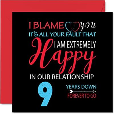 Stuff4 Rolig keramik jubileumskort för make wife – Your Fault I'm Extremely Happy – 9:e bröllopsjubileumskort för partner, 145 mm x 145 mm gratulationskort till nionde årsdagar Stuff4 Rolig keramik jubileumskort för make wife – Your Fault I'm Extremely Happy – 9:e bröllopsjubileumskort för partner, 145 mm x 145 mm gratulationskort till nionde årsdagar