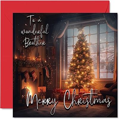 Stuff4 Traditionellt lyckligt julkort – God jul till bror – God jul kort till bror från hela familjen, 145 mm x 145 mm enkel god jul gratulationskort present Stuff4 Traditionellt lyckligt julkort – God jul till bror – God jul kort till bror från hela familjen, 145 mm x 145 mm enkel god jul gratulationskort present