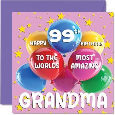 Stuff4 99:e mormor födelsedagskort – världens mest fantastiska mormor – grattis på 99:e födelsedagskort från barnbarn barnbarn, 145 mm ålder 99 gratulationskort för mormor Stuff4 99:e mormor födelsedagskort – världens mest fantastiska mormor – grattis på 99:e födelsedagskort från barnbarn barnbarn, 145 mm ålder 99 gratulationskort för mormor