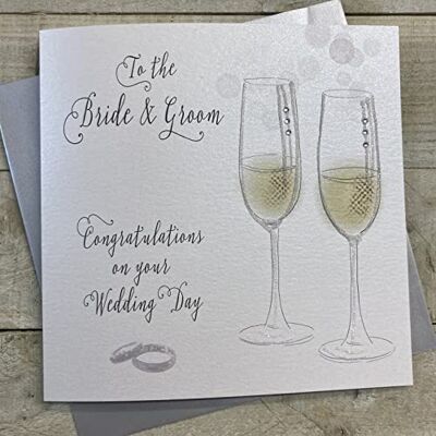 White Cotton Cards Vita bomullskort sofistikerade neon sortiment champagne, till bruden och brudgummen grattis handgjort stort bröllopskort, XN50 White Cotton Cards Vita bomullskort sofistikerade neon sortiment champagne, till bruden och brudgummen grattis handgjort stort bröllopskort, XN50