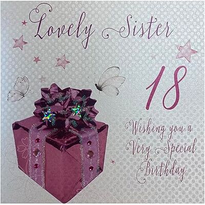 White Cotton Cards vita bomullskort rosa present, underbar syster 18 Wishing You A Special Handgjord 18:e födelsedagskort, vit, WB190-18 White Cotton Cards vita bomullskort rosa present, underbar syster 18 Wishing You A Special Handgjord 18:e födelsedagskort, vit, WB190-18