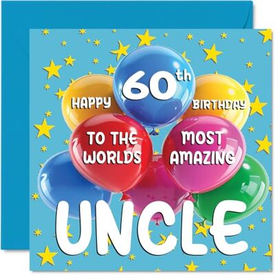Stuff4 60th Uncle födelsedagskort World's Most Amazing Uncle Happy 60th Birthday Card for Uncle from Niece Nephew, 145 mm x 145 mm ålder 60 sextio gratulationskort till farbror Stuff4 60th Uncle födelsedagskort World's Most Amazing Uncle Happy 60th Birthday Card for Uncle from Niece Nephew, 145 mm x 145 mm ålder 60 sextio gratulationskort till farbror