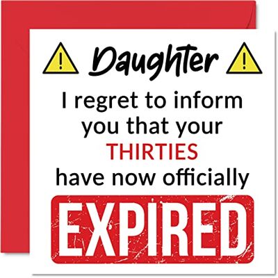 Stuff4 Roliga 40:e födelsedagskort för dotter – 'Your Thirties Have Expired' Grattis på födelsedagskort för dotter från mamma pappa föräldrar, 145 mm x 145 mm skämt humor födelsedag gratulationskort present Stuff4 Roliga 40:e födelsedagskort för dotter – 'Your Thirties Have Expired' Grattis på födelsedagskort för dotter från mamma pappa föräldrar, 145 mm x 145 mm skämt humor födelsedag gratulationskort present
