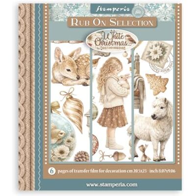 Stamperia Rub-on Selection for Scrapbooks, Albums, Cards, Bullet Journals and More, Easily Transfer Images onto Paper and Other Surfaces, Perfect for Crafts and Gifting (6 Pages) (White Cristmas) Stamperia Rub-on Selection for Scrapbooks, Albums, Cards, Bullet Journals and More, Easily Transfer Images onto Paper and Other Surfaces, Perfect for Crafts and Gifting (6 Pages) (White Cristmas)