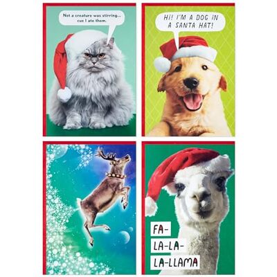 Hallmark Shoebox roliga julkort i låda (24 kort och 24 kuvert) hund, katt, lama, renar Hallmark Shoebox roliga julkort i låda (24 kort och 24 kuvert) hund, katt, lama, renar