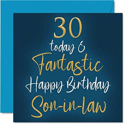 Stuff4 Fantastiska 30-årsfödelsedagskort för svärson – 30 idag & fantastiskt – grattis på födelsedagskort för svärson från svärföräldrar, son födelsedagspresenter, 145 mm x 145 mm gratulationskort present Stuff4 Fantastiska 30-årsfödelsedagskort för svärson – 30 idag & fantastiskt – grattis på födelsedagskort för svärson från svärföräldrar, son födelsedagspresenter, 145 mm x 145 mm gratulationskort present