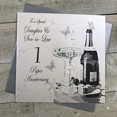 White Cotton Cards vita bomullskort stora till en speciell dotter och sön-in-Law papper handgjort jubileumskort, XL1DS White Cotton Cards vita bomullskort stora till en speciell dotter och sön-in-Law papper handgjort jubileumskort, XL1DS