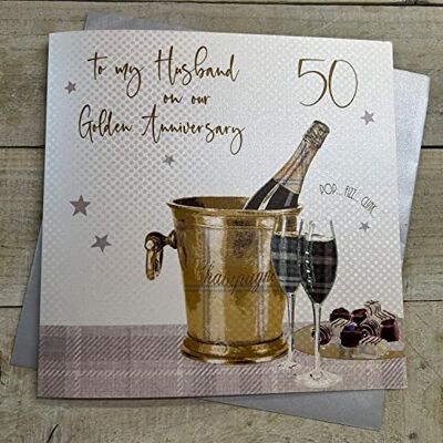 White Cotton Cards vita bomullskort stor mamma och pappa gyllene bröllop, handgjord 50-årsjubileumskort, vit, XLBD50M White Cotton Cards vita bomullskort stor mamma och pappa gyllene bröllop, handgjord 50-årsjubileumskort, vit, XLBD50M