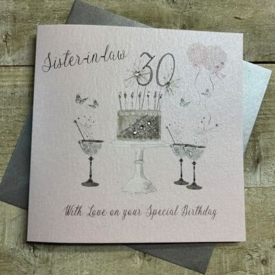 WHITE COTTON CARDS Grattis på 30:e födelsedagen kort svärdotter champagneglas rosa rosor av vita bomullskort födelsedagskort SS42-SIL30 WHITE COTTON CARDS Grattis på 30:e födelsedagen kort svärdotter champagneglas rosa rosor av vita bomullskort födelsedagskort SS42-SIL30