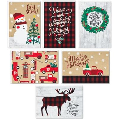 Hallmark förpackade julkort sortiment, rustika helgdagar (6 mönster, 24 kort med kuvert) Hallmark förpackade julkort sortiment, rustika helgdagar (6 mönster, 24 kort med kuvert)