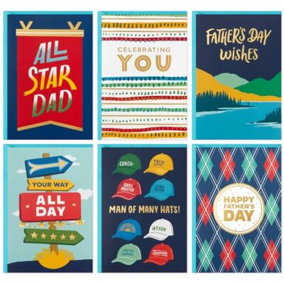 Hallmark fars dag kortsortiment (24 kort med kuvert, 6 mönster) Hallmark fars dag kortsortiment (24 kort med kuvert, 6 mönster)