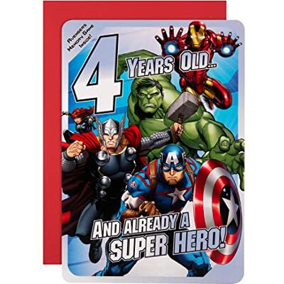 Hallmark Marvel Avengers 4:e födelsedagskort 'Memory Game' – medium Hallmark Marvel Avengers 4:e födelsedagskort 'Memory Game' – medium
