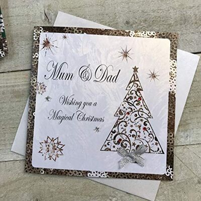 WHITE COTTON CARDS Vita bomullskort C3-MD "Mum & Dad Wishing you a Magical Christmas" handgjort julkort WHITE COTTON CARDS Vita bomullskort C3-MD "Mum & Dad Wishing you a Magical Christmas" handgjort julkort