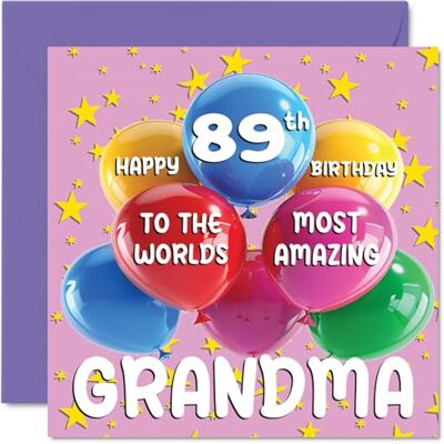 Stuff4 89:e mormor födelsedagskort – världens mest fantastiska mormor – grattis på 89:e födelsedagskort från barnbarn barnbarn, 145 mm ålder 89 gratulationskort för mormor Stuff4 89:e mormor födelsedagskort – världens mest fantastiska mormor – grattis på 89:e födelsedagskort från barnbarn barnbarn, 145 mm ålder 89 gratulationskort för mormor