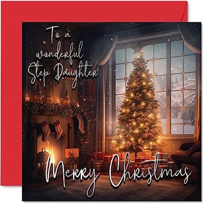 Stuff4 Traditionellt lyckligt julkort för styvdotter – god jul till styvdotter – julkort från styvmamma styvpappa, 145 mm x 145 mm enkelt säsongsmässigt gratulationskort present Stuff4 Traditionellt lyckligt julkort för styvdotter – god jul till styvdotter – julkort från styvmamma styvpappa, 145 mm x 145 mm enkelt säsongsmässigt gratulationskort present