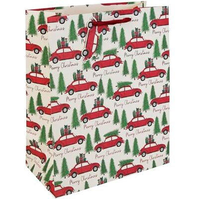 Eurowrap X-36100-2C Voiture Noël, kraft blanc, sac large 26,5x14x33 cm Lot de 12 Eurowrap X-36100-2C Voiture Noël, kraft blanc, sac large 26,5x14x33 cm Lot de 12