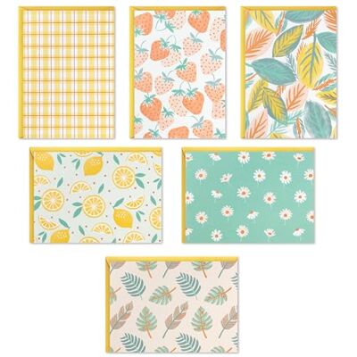 Hallmark tomma kort sortiment, 24 kort med kuvert (Citrus, grönska, gingham, jordgubbar) till påsk, mors dag, alla tillfällen Hallmark tomma kort sortiment, 24 kort med kuvert (Citrus, grönska, gingham, jordgubbar) till påsk, mors dag, alla tillfällen