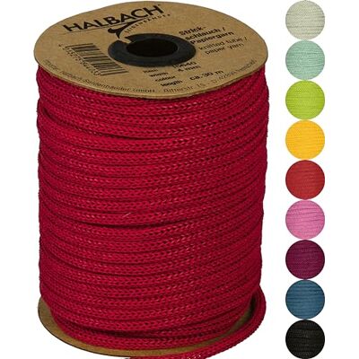 Halbach Seidenbänder Premium stickad slang i papper bredd: 4 mm längd: 30 m slanggarn påfyllningsbart och rivbeständigt, pappersgarn för namnskyltar barnrum eller för pyssel, färg: röd Halbach Seidenbänder Premium stickad slang i papper bredd: 4 mm längd: 30 m slanggarn påfyllningsbart och rivbeständigt, pappersgarn för namnskyltar barnrum eller för pyssel, färg: röd