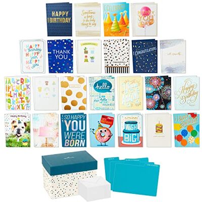 Hallmark urval av kort för alla tillfällen — 48 kort och kuvert med korthållarlåda (prickig) Hallmark urval av kort för alla tillfällen — 48 kort och kuvert med korthållarlåda (prickig)