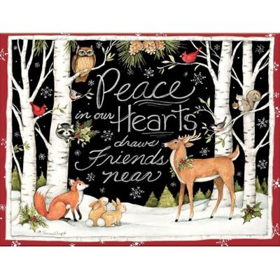 Lang 1004777 julkort Peace in Our Hearts, konstverk av Susan Winget, 18 kort, 19 kuvert, 13,7 x 17,5 cm Lang 1004777 julkort Peace in Our Hearts, konstverk av Susan Winget, 18 kort, 19 kuvert, 13,7 x 17,5 cm