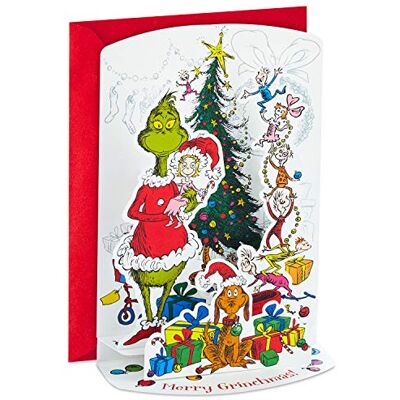 Hallmark Grinch-låda julkort, Merry Grinchmas pappershantverk (8 visningsbara pop up-kort och kuvert) Hallmark Grinch-låda julkort, Merry Grinchmas pappershantverk (8 visningsbara pop up-kort och kuvert)