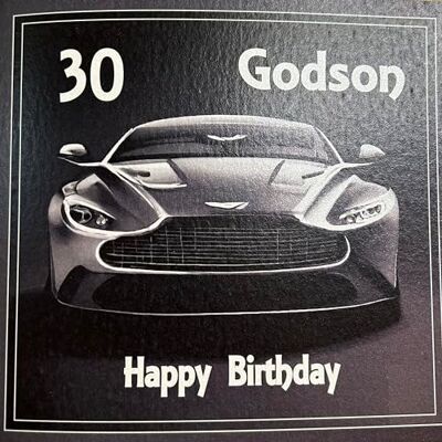 White Cotton Cards Godson 30 Happy Njute, handgjort 30-årsdag kort (orange sportbil) White Cotton Cards Godson 30 Happy Njute, handgjort 30-årsdag kort (orange sportbil)