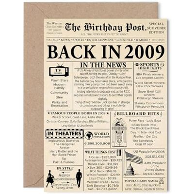 Stuff4 16:e födelsedagskort för flickor pojkar – tidningen tillbaka 2009 – Happy 16 födelsedagskort för barnbarn kusin brorsdotter son syster dotter, 12 x 18 cm födelsedag gratulationskort Stuff4 16:e födelsedagskort för flickor pojkar – tidningen tillbaka 2009 – Happy 16 födelsedagskort för barnbarn kusin brorsdotter son syster dotter, 12 x 18 cm födelsedag gratulationskort