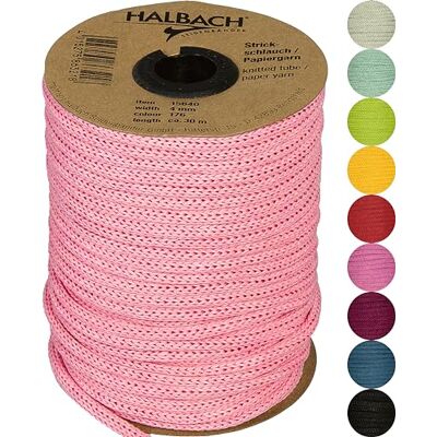 Halbach Seidenbänder Premium stickad slang i papper bredd: 4 mm längd: 30 m slanggarn påfyllningsbart och rivbeständigt, pappersgarn för namnskyltar barnrum eller för pyssel, färg: blasspink Halbach Seidenbänder Premium stickad slang i papper bredd: 4 mm längd: 30 m slanggarn påfyllningsbart och rivbeständigt, pappersgarn för namnskyltar barnrum eller för pyssel, färg: blasspink
