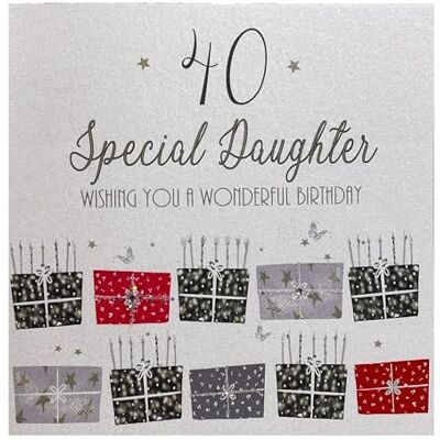 WHITE COTTON CARDS vita bomullskort 40 Wishing you a Wonderful Special Daughter Handgjord 40:e födelsedagskort, vit, bdp40-D WHITE COTTON CARDS vita bomullskort 40 Wishing you a Wonderful Special Daughter Handgjord 40:e födelsedagskort, vit, bdp40-D